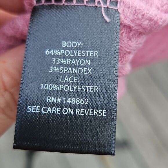 NWT Torrid Waffle Crochet Yoke Top 2X Foxglove Pink Long Sleeve - Picture 5 of 7